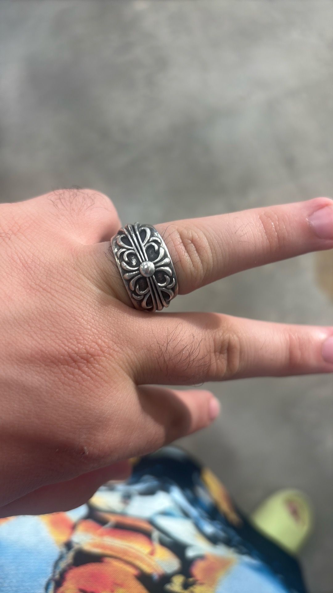 vintage chrome flrl crs ring