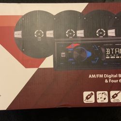 am/fm bluetooth digital car stereo with four 6 1/2 speakers