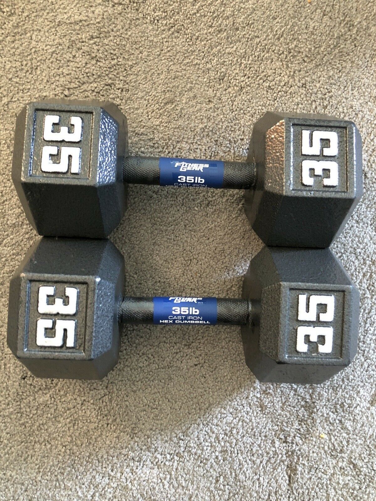 Fitness Gear Dumbells Set 35 lb Pound Pair (70 total lbs) Cast Iron