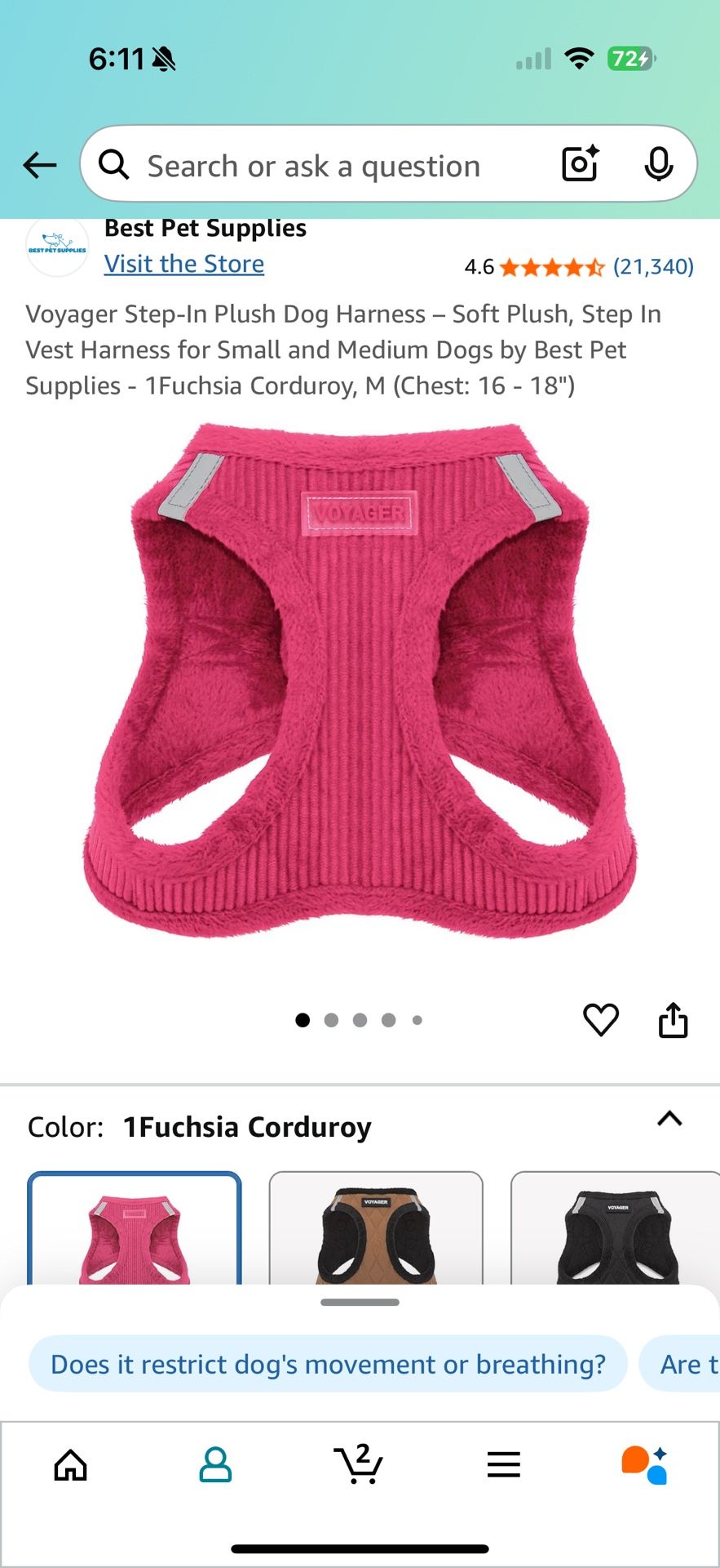 BRAND NEW Fuzzy Pink Harness Medium