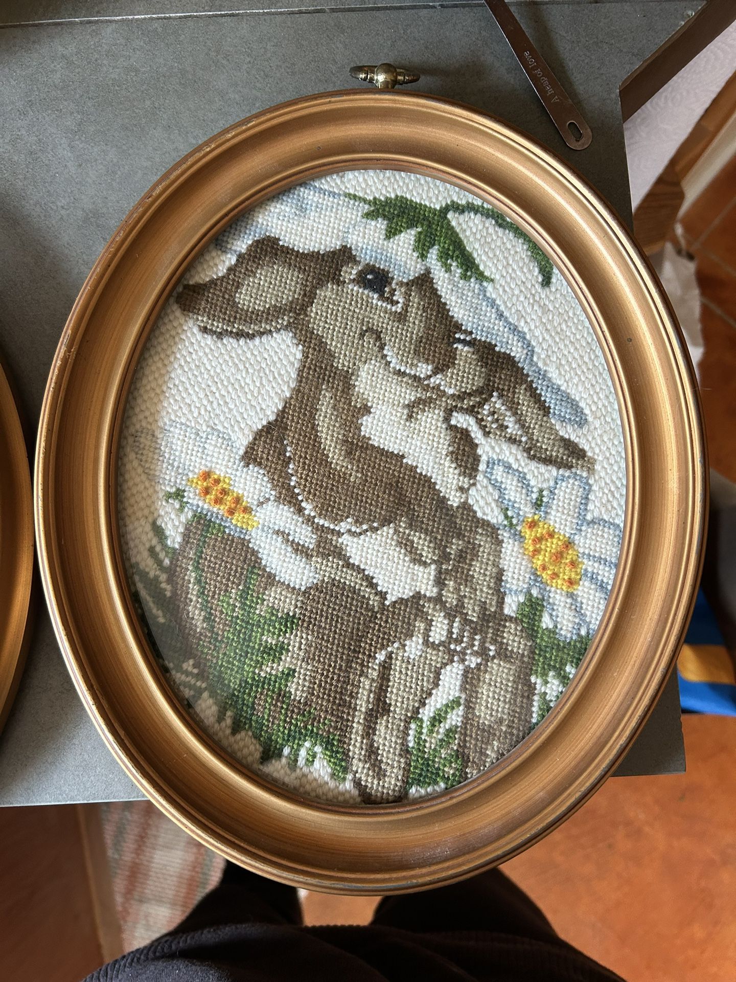 Set Of Vintage Embroidered Bunnies