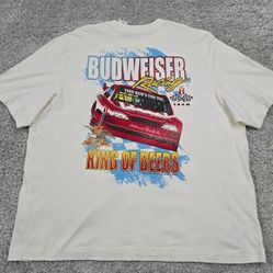 Abercrombie &amp; Fitch Shirt Mens XXL Cream Graphic Budweiser Racing Cars
