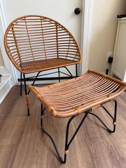 Target Boho Rattan Accent Chair with Matching Ottoman