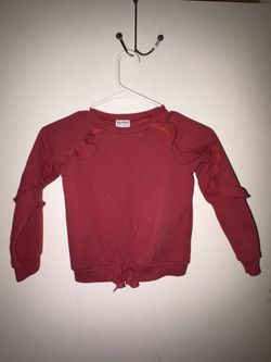 Blueberi Boulevard Girls Ruffle Sweatshirt Size 6 Burgundy Tie Hem