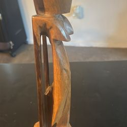 Vintage Hand Carved Wooden African / Aboriginal Warrior Tribal Art Sculpture