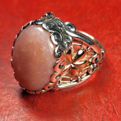 Carolyn Pollack Sterling Silver & Copper Rhodonite Filigree Ring , Sz 9