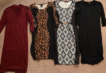 4 Rue 21 Dresses Medium Like New Bodycon Leopard Print Red Black Chevron price for all