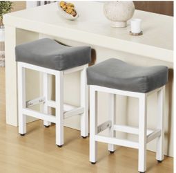 Raynesys 24 In Bonded Leather Counter Height Bar Stools Set of 2 Square
