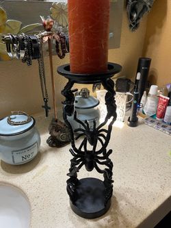 Halloween Black spider candle holder