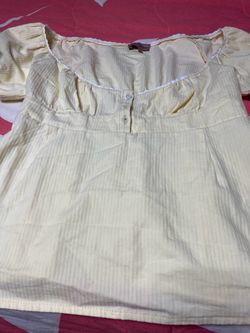 Light Yellow Blouse with Puff Sleeves