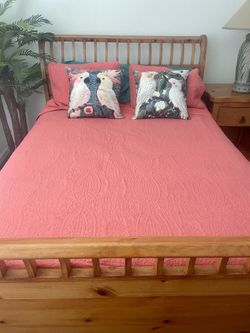 Pine Wood Sleigh Bed Frame FULL ,with Matching Nightstand
