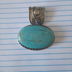 Large Turquoise Pendant For Necklace.