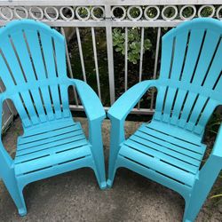 2 Light Blue Adironack Chairs