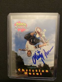 Vintage 90’s Christian Hosoi hand signed skateboarding card  Tony Hawk Supreme Bones Brigade Powell Peralta 