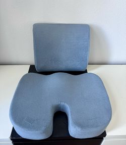 Memory Foam Lumbar & Seat Support Cushion For Office Desk, Car Seat. Ergonomic Back & Seat Pillow. Removable Fabric/ Washable (Gray)