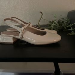 Tahari Slingback White Heels