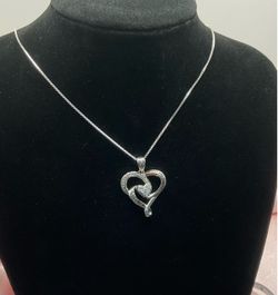 Sterling Silver 18” Heart Necklace w/ CZ’s Love You Forever and Ever