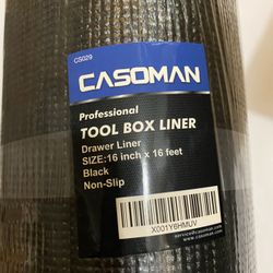 Casoman Tool Box Liner, Drawer Liner, 16 Inches X 16 Feet, Black, Non Slip