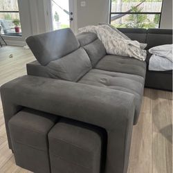 GRAY SECTIONAL w/ 2 Ottomans 🩶🩶