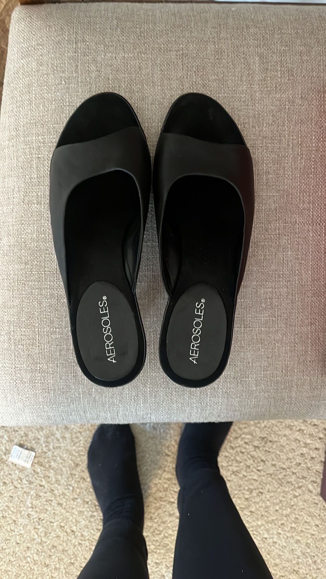 AEROSOLES Black Mules Versatile Slip-On Comfort