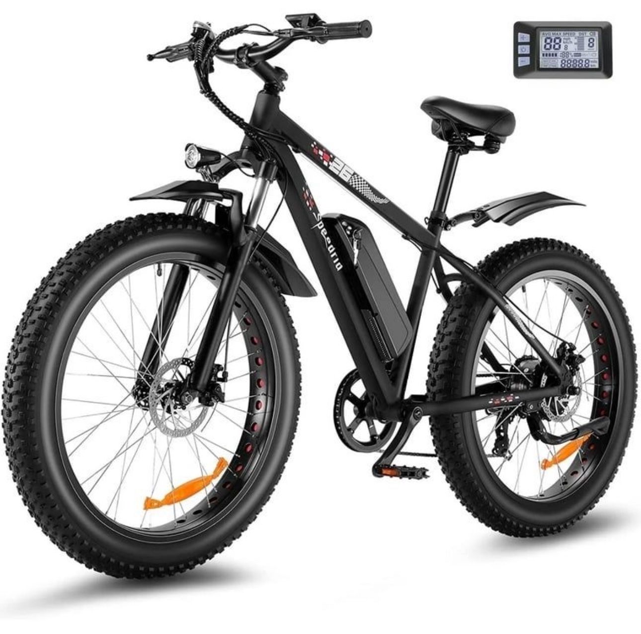 Speedrid 26" x 4" Fat Tire Electric Bike for Adult 3H Fast Charge, 500W Electric Mountain Bike with 48V 10.4Ah Removable Lithium-Ion Battery, Lockable