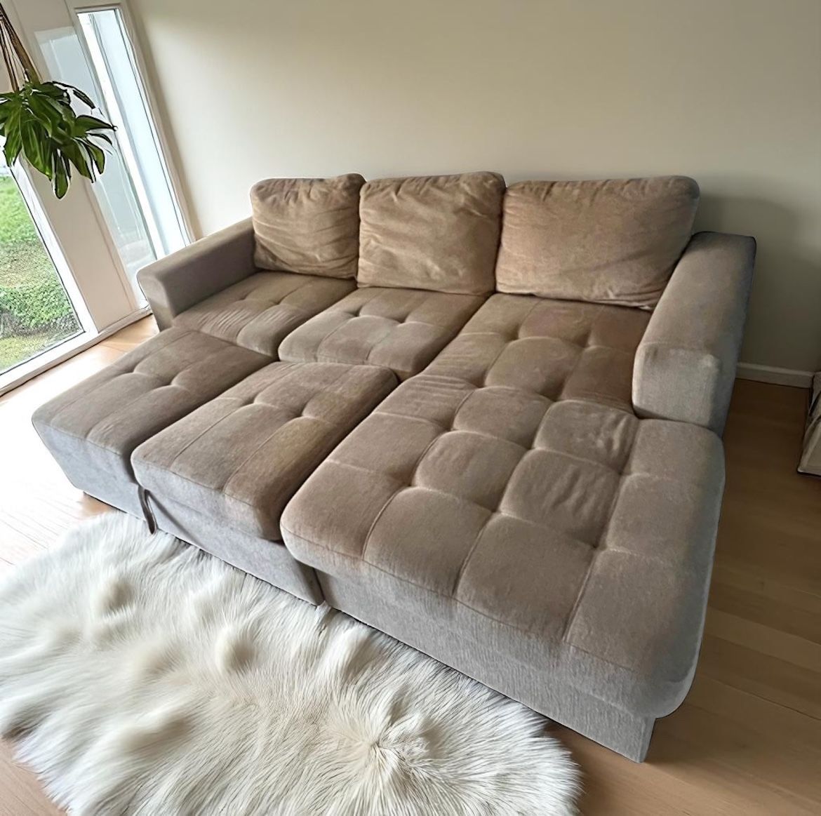 Beige Sleeper Sectional