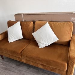Ginger Velvet Couch 