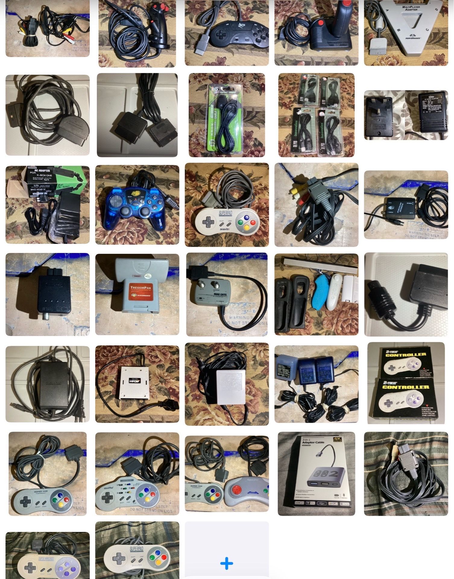 Atari PlayStation Xbox Sega and Nintendo controllers Cords and other video game accessories