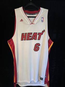 LEBRON JAMES ADIDAS MIAMI HEAT HOME SWINGMAN JERSEY, SIZE XL