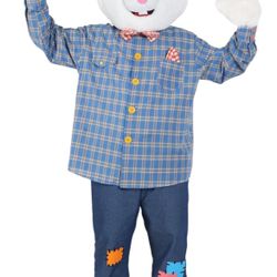 7 Pcs Easter Bunny Costume Adult Rabbit Suit Costume For Men with Headcover Fancy Dress Outfit for Easter Holiday