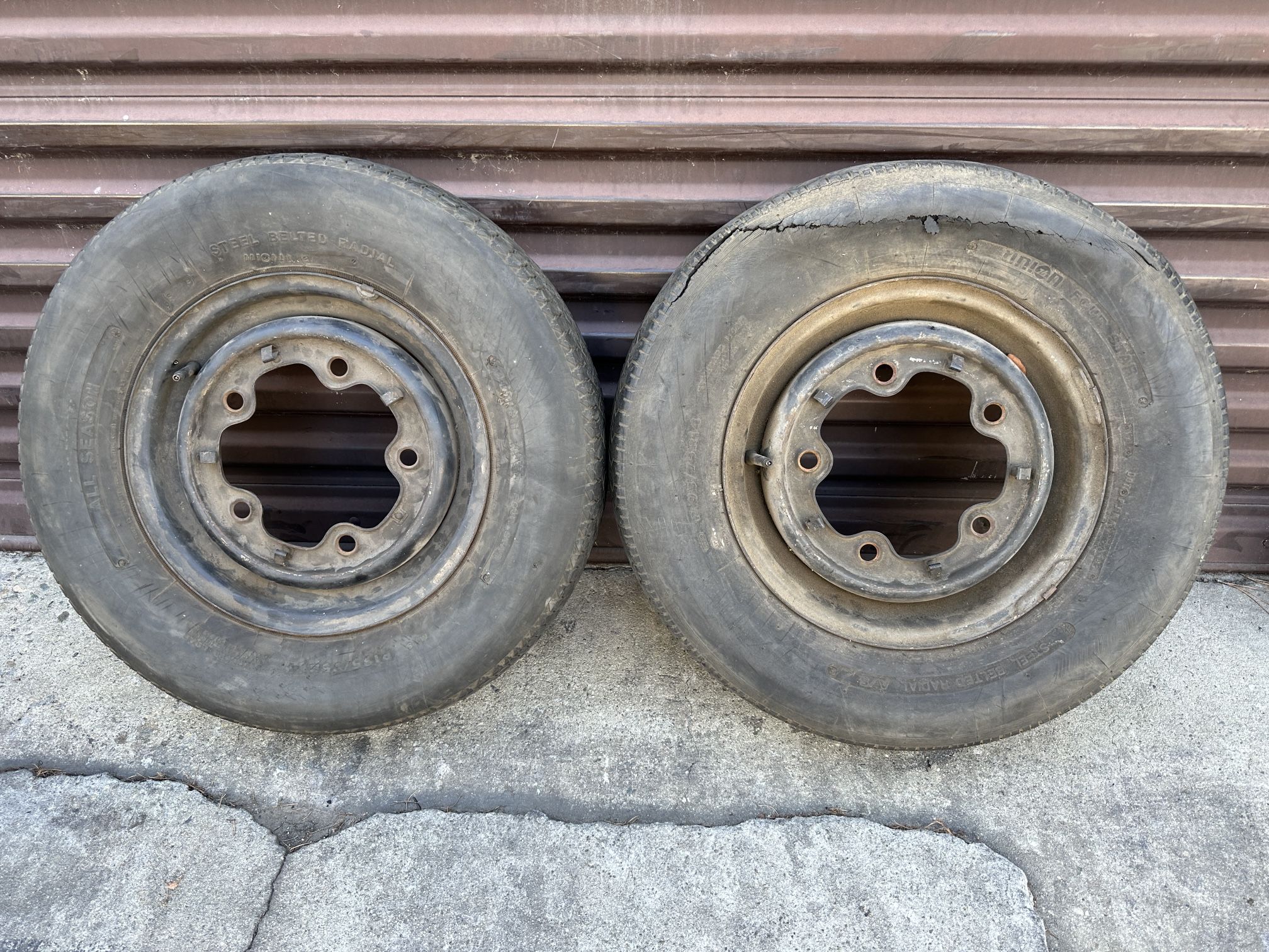 Two 14 inch Volkswagen bus steel rims with clips. Wide 5 lugs
