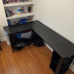 L-Shaped Corner Desk - Black