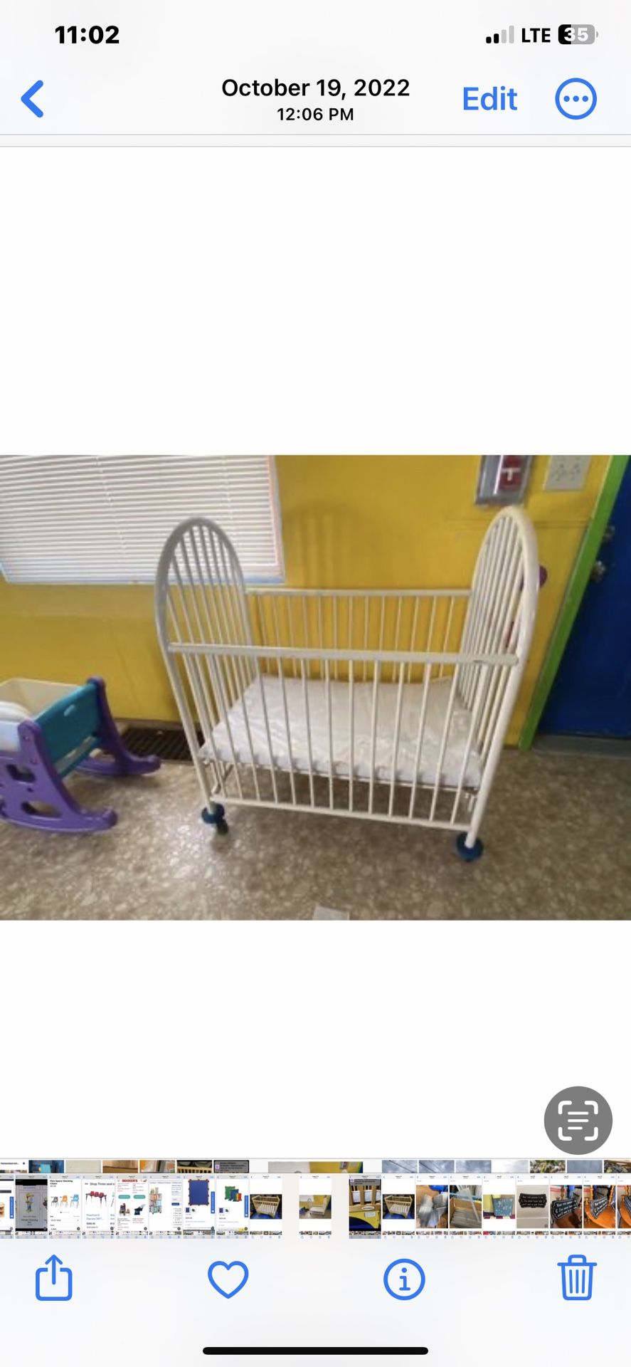 Deluxe Arched Mini Daycare Crib $100