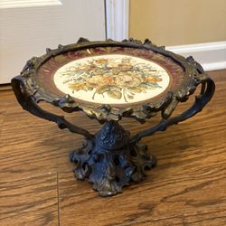 Brass Decorative Piece With Porcelain Plate