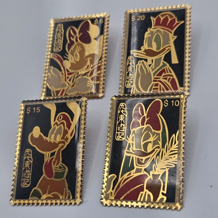 1997- Disney Journey to the East Postage Stamp Series Disney 4 Pin Set