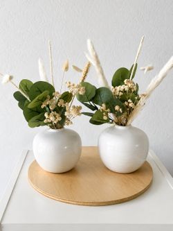 Neutral White Vase Set with Eucalyptus & Dried Florals 🤍🌿