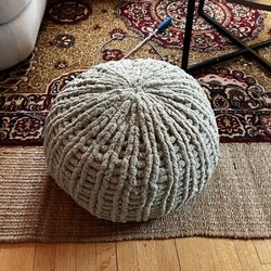 Large Chenille Pouf Ottoman