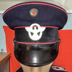 1OO% ORIGINAL WW2 GERMAN FIRE POLICE PARADE WALK-AROUND-DRESS VISOR CAP 