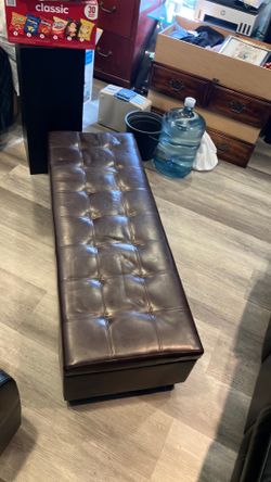 Faux leather storage bench