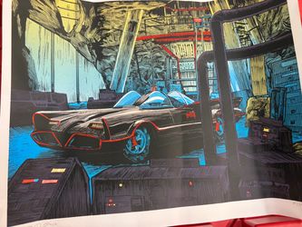 Tim Doyle "MEANWHILE..." Batmobile GLOW IN THE DARK Screen Print Poster Signed 18/35