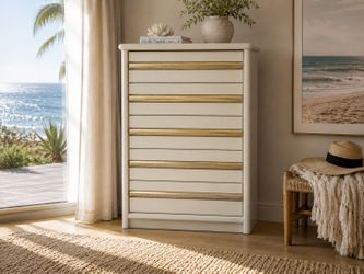 Tall White Dresser with Gold Handles