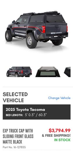 Westin exp 4th gen tacoma cap