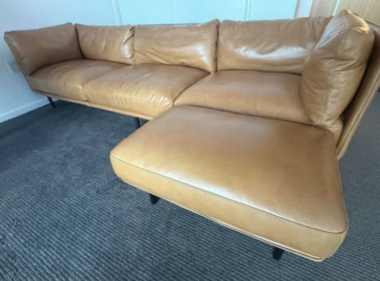Crate & Barrel Wells Grande Leather Sofa – Cayenne Leather – $3,600 (FIRM