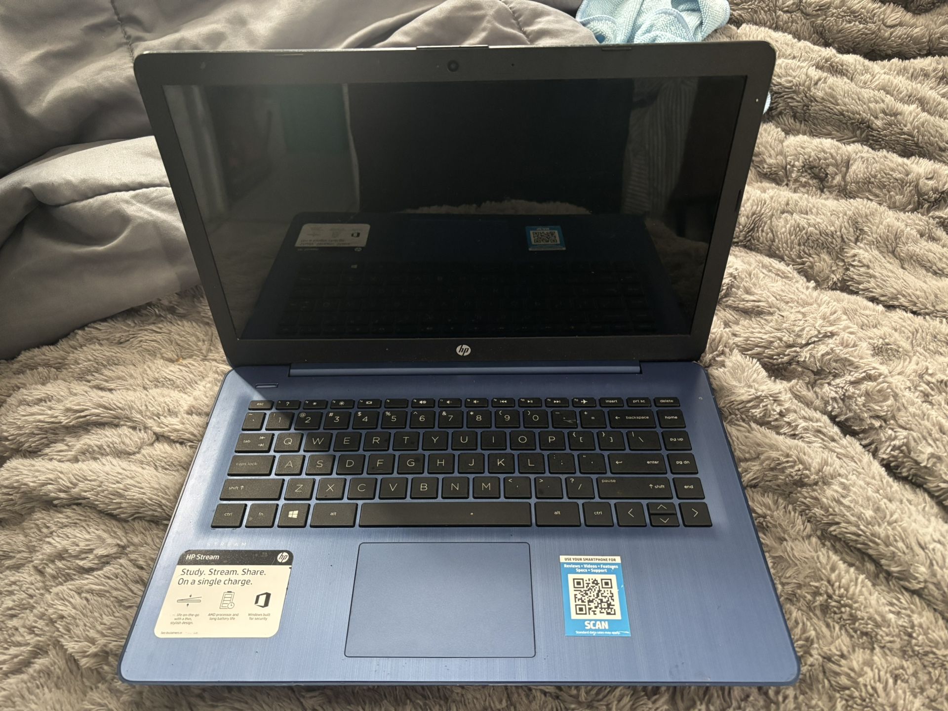 Blue HP Stream 14" HD BrightView Laptop, Intel Processor N150, 8GB RAM, 416GB Storage