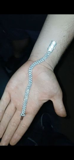 Real silver and diamond bracelet
