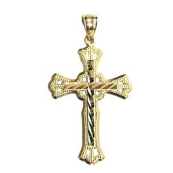 Beautiful design cross religious pendant 14K REAL YELLOW GOLD.