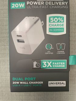 20W Fast Wall Charger with USB-C & USB-A – Used Once – Only $5! ⚡🔌