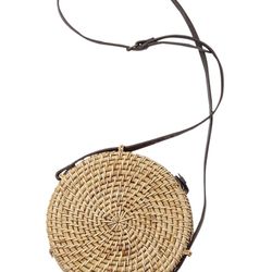 Handwoven Round Rattan Sling Bag-New