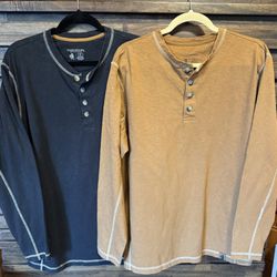 LOT of 2 Legendary Whitetails Mens XL Maverick Slub Henley Long Sleeve Shirt EUC