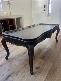 Vintage BAKER FURNITURE Louis XV Coffee Table Scalloped French Provincial Wood